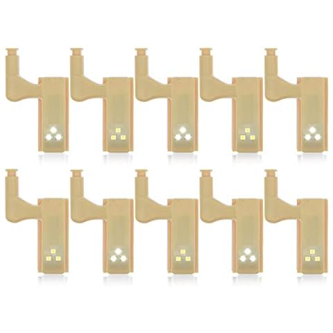 YYJYSM Hinge LED Sensor Light 10pcs Champagne LED Inner Hinge Lamp Under Cabinet Sensor Night Light for Bedroom Kitchen Closet Wardrobe Cupboard for Living Room/Bedroom/Wardrobe/Kitchen Cupboard Cover