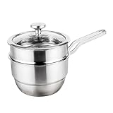 mini comida vapor olla vapor olla de vapor para cocinar utensilios de cocina vapor cacerola de doble caldera baño maría vaporera de doble capa de acero inoxidable PRETYZOOM