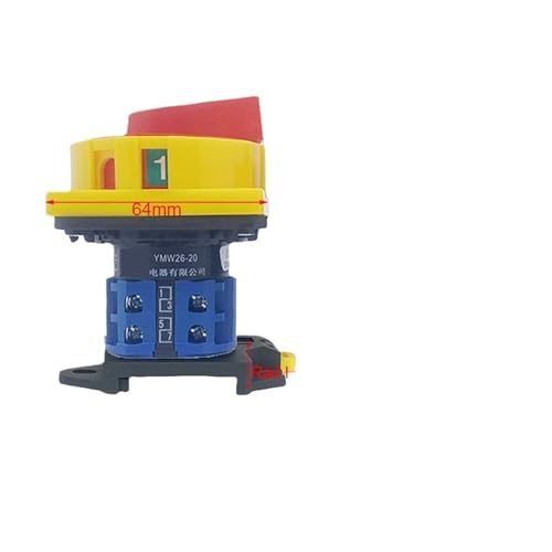 Interruptor general seccionador CA10 20A 25A tipo leva para carril DIN con bloqueo 64x64 2