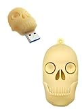 Ecoodisk 128GB USB 3.0 Flash Drive Cartoon Novelty Halloween Human Skull Memory Stick Silicone Rubber Pendrive Yellow