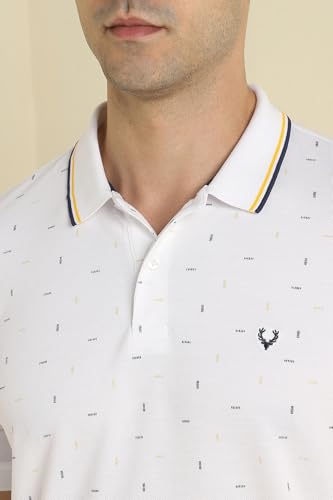 Image of Allen Solly Men's Polo T-Shirt | Polycotton Blend | Color-Block Print | Regular Fit | Smart Casual Wear