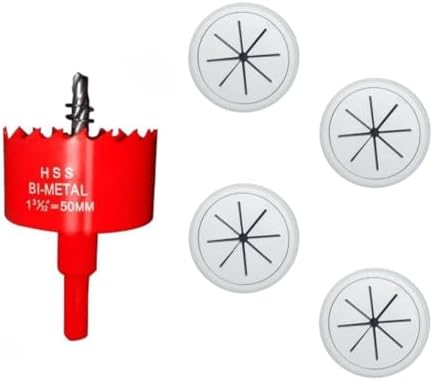 5 PCS TV Cord Hider in Wall Cable Management Kit for TV, Includes 4 Pass-Throughs and 1 Hole Saw Drill Attachment,Behind Wall Tv Wire Kit Cable Hider