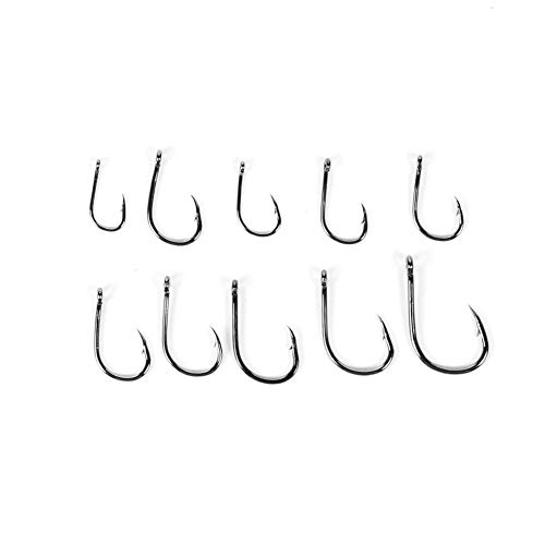 Ganchos de peixe limpos com 100 peças/caixa, ganchos de pesca farpados de aço carbono com conjunto d