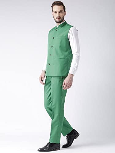 Image of Hangup Men's Poly Viscose Notch Lapel Suit (2BasketTR Green 44