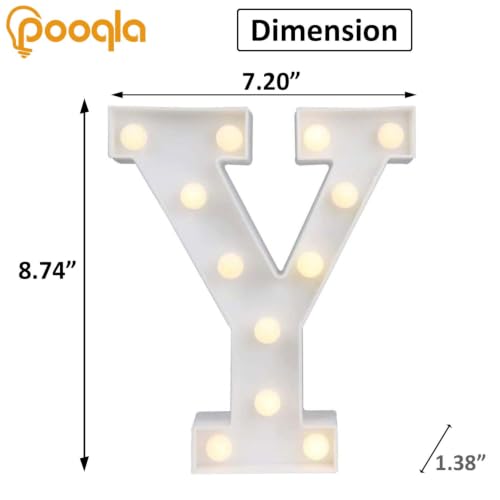 Image of Pooqla LED Marquee Letter Lights, Warm White and Cool White Decorative Lighted Letters, Light Up Alphabet Letters for Boys Girls, Party, Wedding, Bar, Night Light, Birthday Decoration, Letter Y