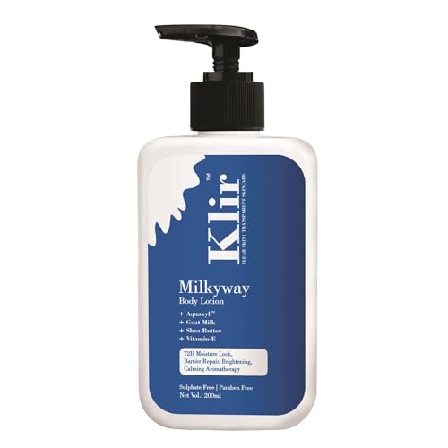 Image of Klir Milkyway Body Lotion with Aquaxyl, Goat Milk & Shea Butter for 72H Moisture Lock | 200ml