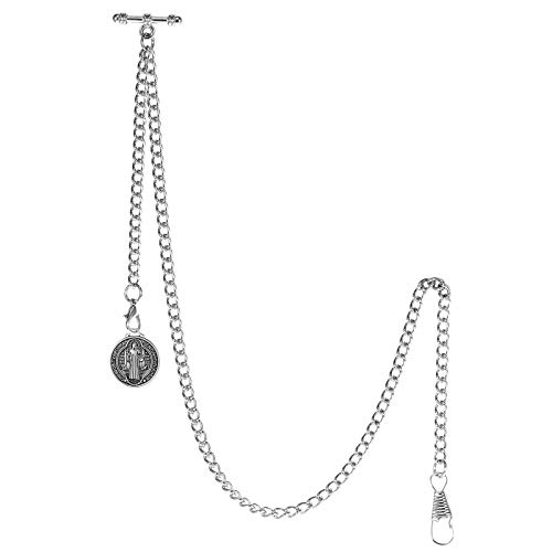 Chaîne d'Albert TreeWeto pour montre à gousset dorée avec pendentif Jésus rétro