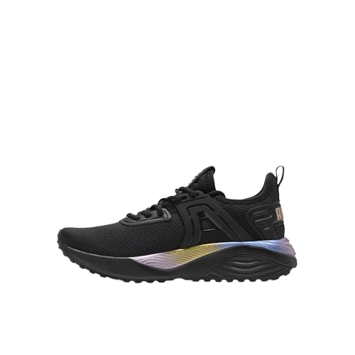 Image of PUMA Kids Girls Pacer 23 Rainbow Road Lace Up Sneakers Shoes Casual - Black