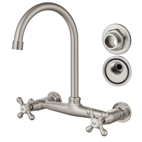 Airuida Brushed Nickel Wall Mounted Kitchen Sink Faucet
