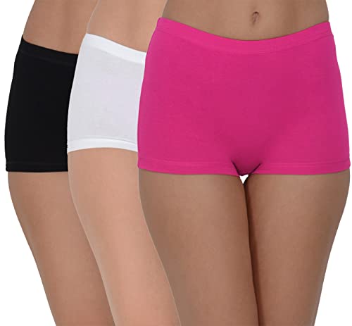 Image of EVA & JOY Women's Cotton Solid Mid-Rise Boyshort Panty (Pack of 3)