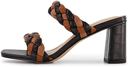 Dunes + CUSHIONAIRE Technology Women's Iris braided Heel Sandal +Memory Foam and Wide Widths Available, Black/Brown 9