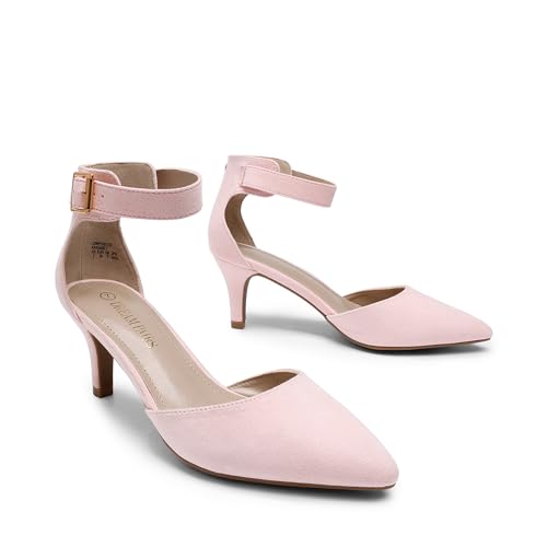 Image of DREAM PAIRS Women's Kitten Heels Ankle Strap Pumps