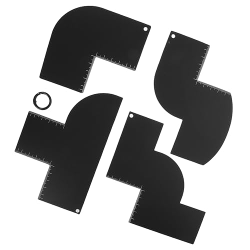 Mobestech Kit Guida per Modellare Barba e Attaccatura Chioma da Barbiere Righello Plastica Nera e Carta Riutilizzabile Anello Strumento Professionale per Styling Preciso e Applicazione