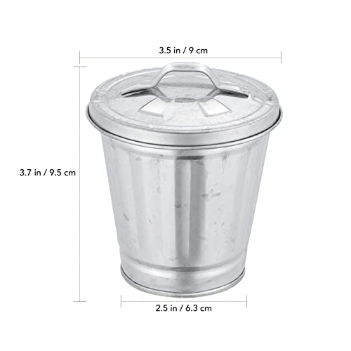 Mini poubelle de table avec couvercle basculant métallique robuste - 4