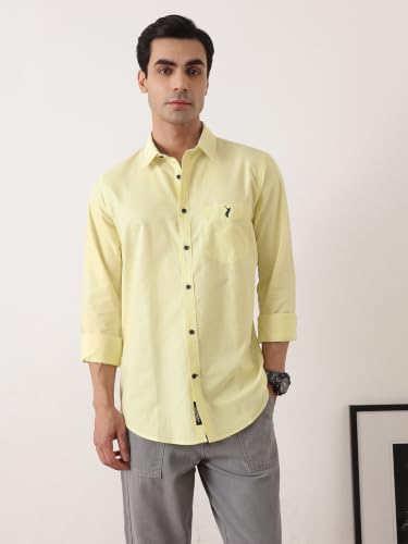Image of Thomas Scott Men Premium Slim Fit Solid Cotton Twill Full Sleeve Shirt