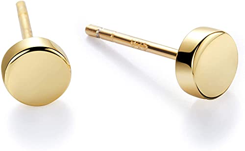 S.Leaf Sterling Silver Stud Earrings for Women Gold Plated Tiny Dot Disc Star Coin Earrings Small Round Tiny Earrings Dainty Simple Earrings for Women