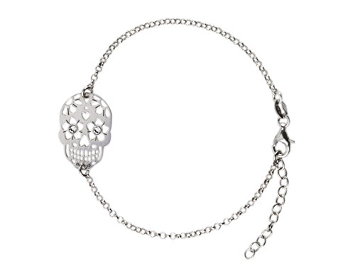 Bracelet Crâne Tête de Mort Femme Argent 925 Cristaux Swarovski