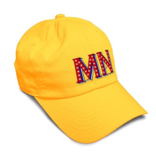 Soft Baseball Hat Embroidered Dad Minnesota Red Stars Mn Minnesotan North Gopher Men & Ladies Cap Cotton Golden Yellow Design Only