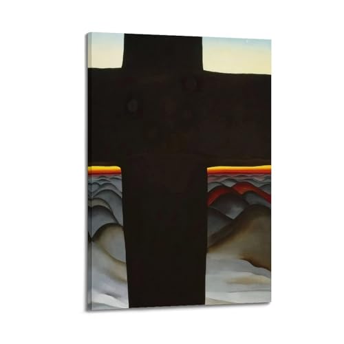 Toile Georgia O'Keeffe Croix noire Nouveau-Mexique petit tableau mural sans reflet