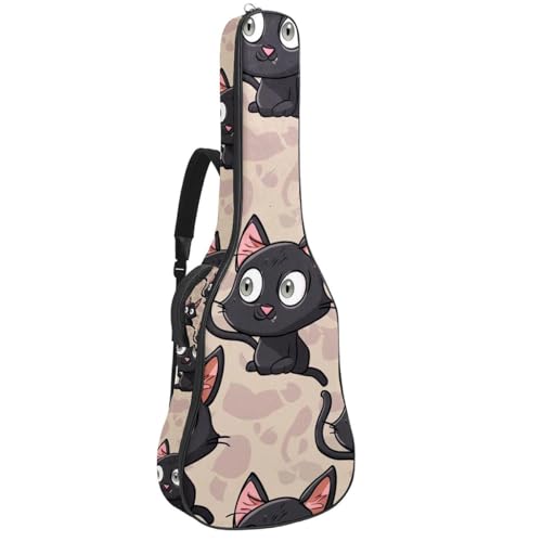 Housse de guitare 109 cm sac à dos en tissu Oxford imperméable chat noir
