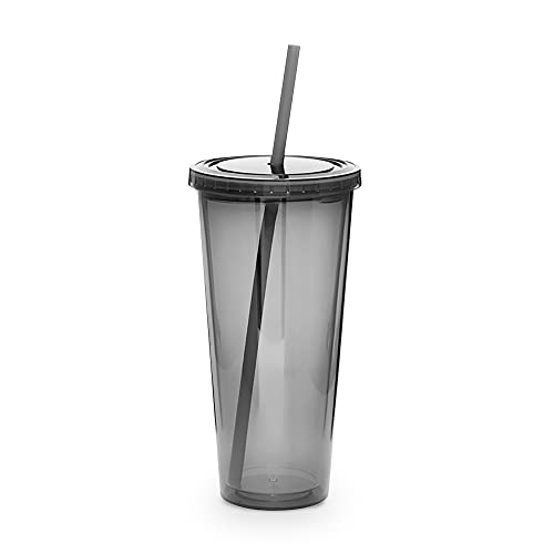Simple Green Solutions - Acrylic Double Wall Cup for Cold Drinks, Reusable Cups with Lids and Straws, Insulated Plastic Tumblers with Lids and Straw, Acrylic Tumblers, 20 oz Capacity, Graphite