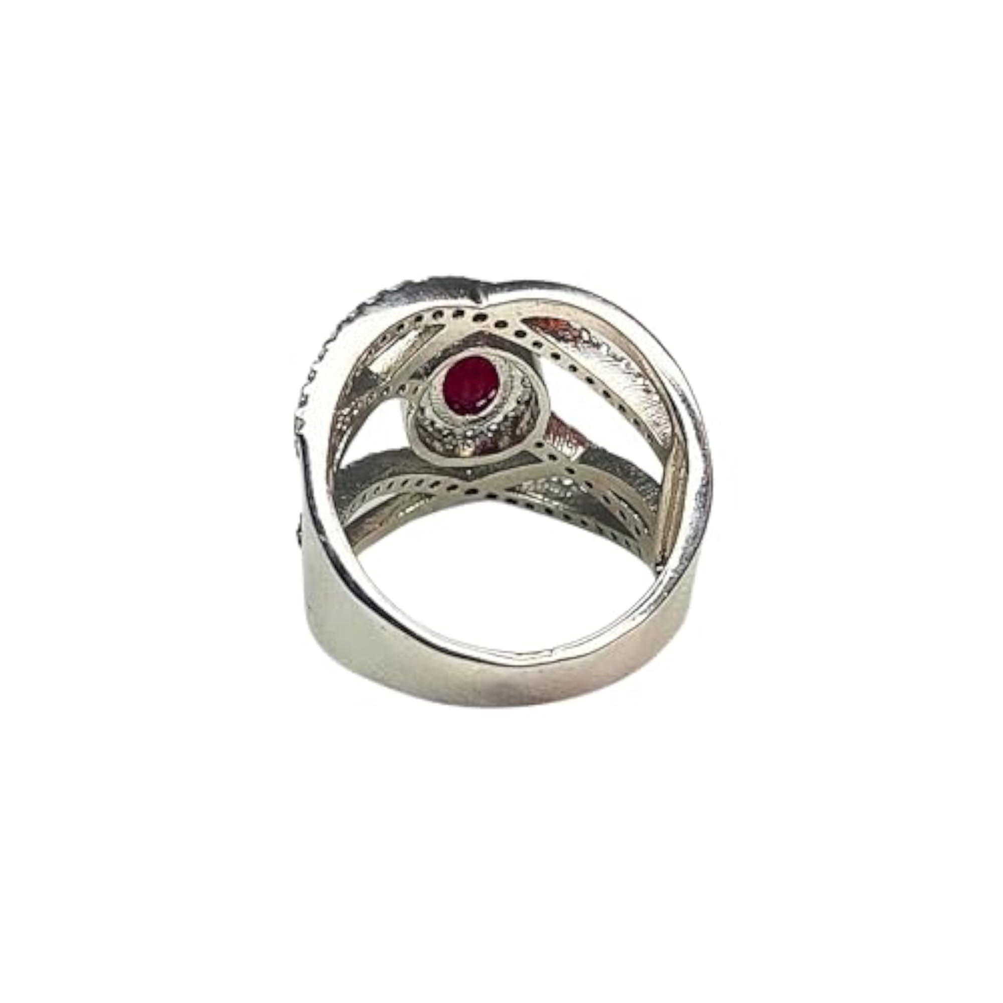 Glamorous Ruby Red Oval Simulant Ring for Women in 925 Sterling Silver