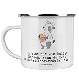 Mr. & Mrs. Panda Camping Emaille Tasse Bäckereifachverkäufer Herz - Geschenk, Backwarenverkäufer, Camping Tassen Emaille, Camping Becher Edelstahl,