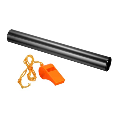 PATIKIL Bâton de Relais, Tube en Aluminium pour la Course sur Piste avec Sifflet, Résistant à la Corrosion pour Les Sports d'Athlétisme en Extérieur, Noir