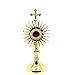 24 Carat Gold-Plated Catholic Reliquary Monstrance with Radiant Sunburst Design and Cross – Sacred Display Holder for Relics or Eucharistic Devotion - Cross Decor, Monstrance Catholic.