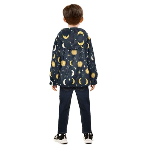 CHIFIGNO Sun Faces Moon Boy Fleece Zip up Jacket, Soft Lightweight Fleece Jacket 3T4