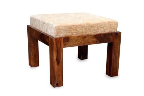 Image of Furniture Solid Sheesham Wood Coffee Table with 4 Stools | Sheesham Wood Coffee Table for Living Room (Natural Honey Finish, Coffee Table)