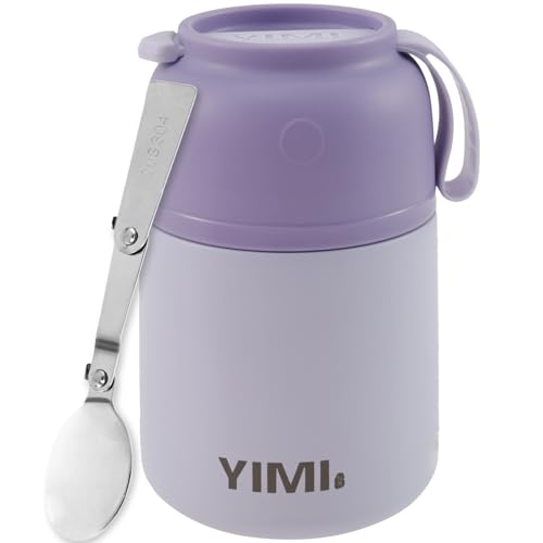 NZWBSHSSP Tarro térmico aislado para sopa para niños y adultos, contenedor térmico de alimentos de 530 ml con cuchara plegable de acero inoxidable, a prueba de fugas, tarro de alimentos aislado que