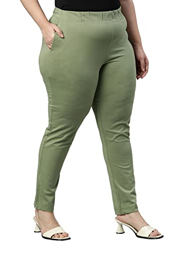 Image of GO COLORS Women Solid Dusty Green Mid Rise Regular Fit Cotton Kurti Pants