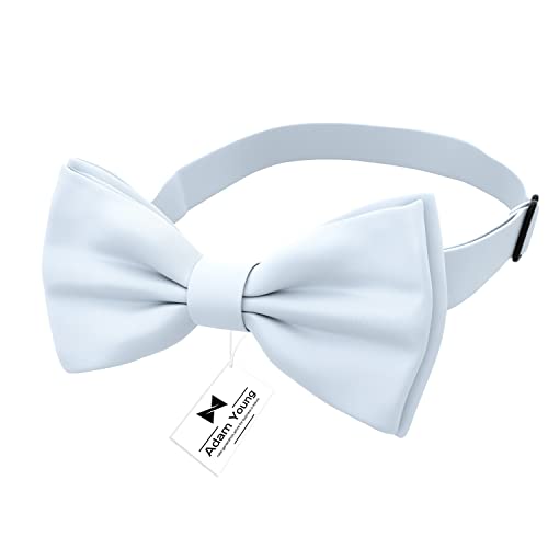 Adam Young Boy's Light Blue Bow Tie Pre-Tied Style Formal Satin Classic Bowtie for Tuxedo Faux Silk (Medium, Pastel Blue)2