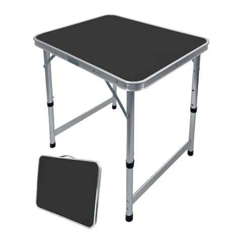 HYMnature Small Folding Table 2ft Lightweight Camping Table Height Adjustable Portable Table Easy Set Up Beach Tables Collapsible Compact Folding Tables for Indoor Outdoor Picnic Party Hiking BBQ… Cover