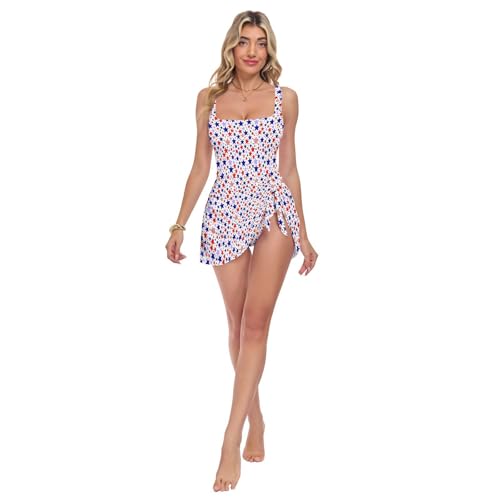Maillot de bain une pièce vintage gainant rouge et bleu pour la natation
