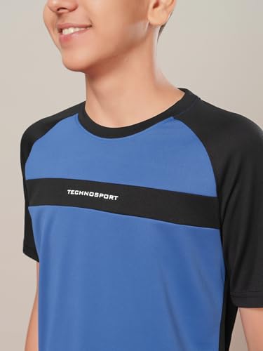 Image of TECHNOSPORT Boy's Polyester Slim Fit Crew Neck Half Sleeve T-Shirt with Technocool+, Anti Microbial Propeties for Sports and Regular Use