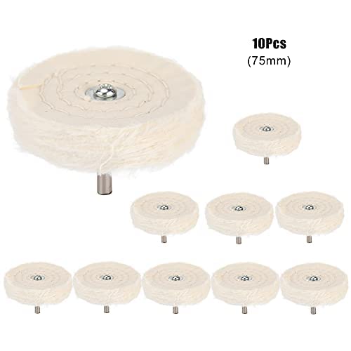 10Pcs T Type Cotton Cloth Shank Polishing Buffing Grinding Buffing Wheel Tool, Polishing Pad Wheel Professional Accessories,For Jewelry(75Mm) #TOP1