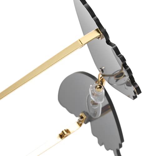 Butterfly Rimless Sunglasses for Women Vintage Metal Frame Cat Eye glasses for party cute Streetwear eyewear4