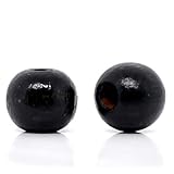 Round Wood Beads 10mm x 9mm Diameter with 3mm Hole, Black, 600