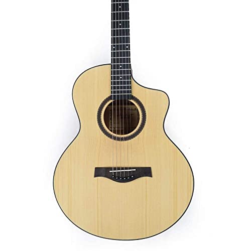 Image of Vault EA40 41 inch Premium Solid Spruce-Top Cutaway Acoustic Guitar - Natural