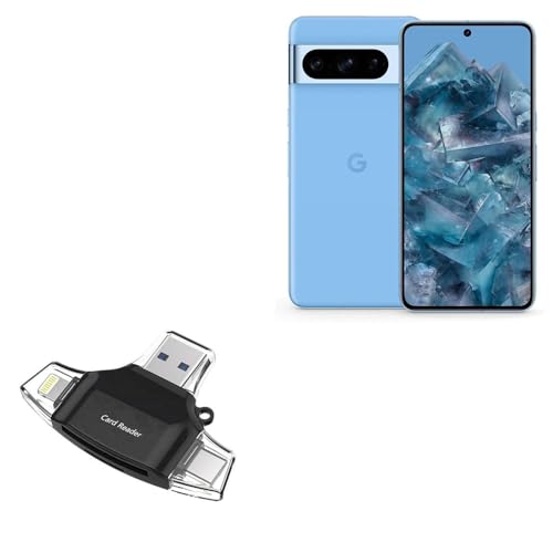 BoxWave Smart Gadget Compatible with Google Pixel 8 Pro - AllReader SD Card Reader, microSD Card Reader SD Compact USB - Jet Black