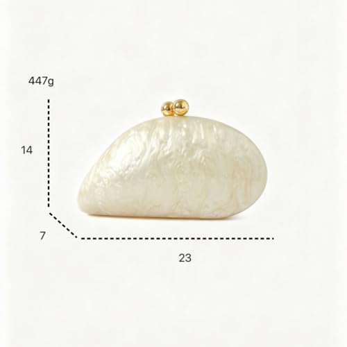Image of Acrylic Shell Shaped Bag Luxury Marble Clutch Evening Purses for Women Glitter Handbag for Wedding Cocktail Party Prom