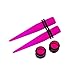 Memsion Ear Stretching Kit 50 Pieces Earrings 14Gauges-00Gauges Earrings Acrylic Tapers Plugs Silicone Tunnels Ear Gauges Expander Set Body Piercing Jewelry Purple Transparent Color