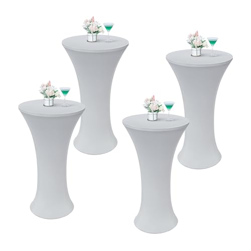 Wolkemer 4PCS 24x43 Inch Fitted Cocktail Tablecloth, Cocktail Table Cover