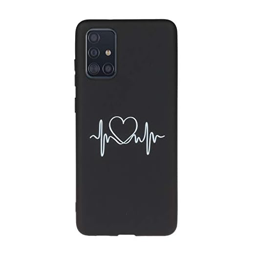 Nodigo kompatibel med Samsung Galaxy A71 4G 2019 fodral svart silikon roligt mönster fodral ultratunn matt skal mobiltelefonfodral ultratunn kreativ skyddande skydd motiv gummi skydd TPU stötfångare – hjärta