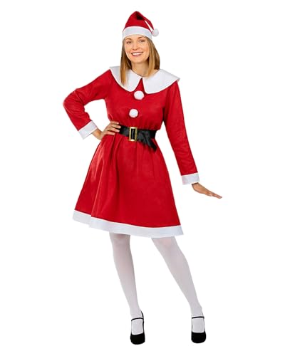 Funidelia Traje de mãe natal para mulher, inclui vestido, gorro e cinto, Natal - fato para adultos para festas, carnaval e Halloween - tamanho S