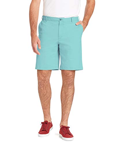 IZOD Men's Saltwater Flat Front Chino Short, Gulf Stream, 34
