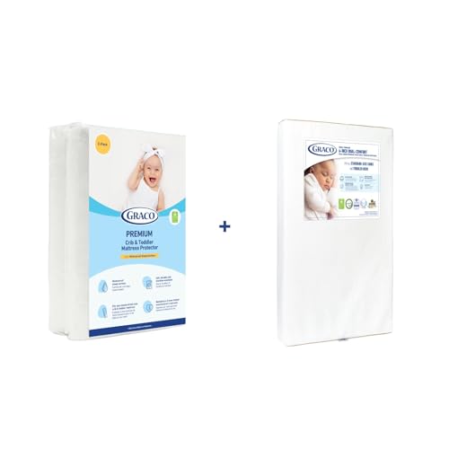 Image of Graco Dual-Comfort Crib Mattress & Protector Value Bundle (2-Pack) – Includes GREENGUARD Gold Certified Crib Mattress, GREENGUARD Gold Certified Waterproof Mattress Protector, Fits Standard Crib