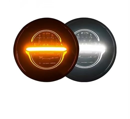 Image of 110W Minus Headlight Without Ring Round 7' LED Voltage 12V, Compatible with STD 350, Classic 350, Hunter 350, STD 350 R.B & Classic 350 R.B, Thar & Himalayan. High /Low Beam(Black,7 Inch)